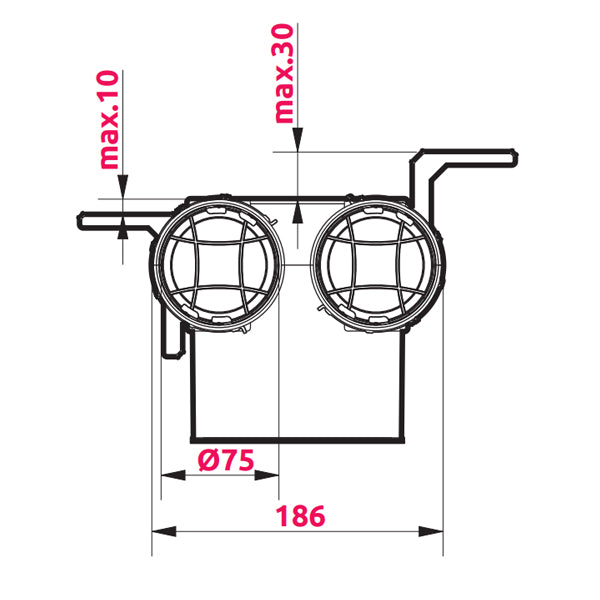 Légszelep Fogadó 2x75 gumitömítéssel