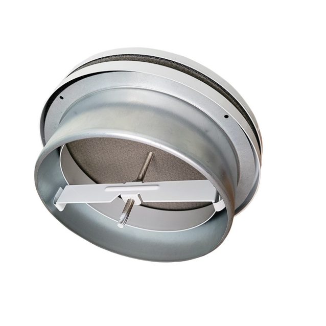 Szellőztetési acél légszelep fehér + szerelőkeret 125mm