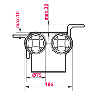 Légszelep Fogadó 2x75 gumitömítéssel