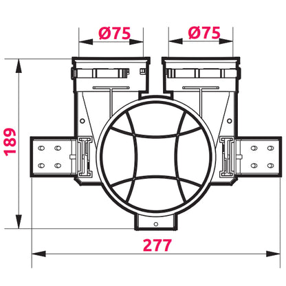 Légszelep Fogadó 2x75 gumitömítéssel